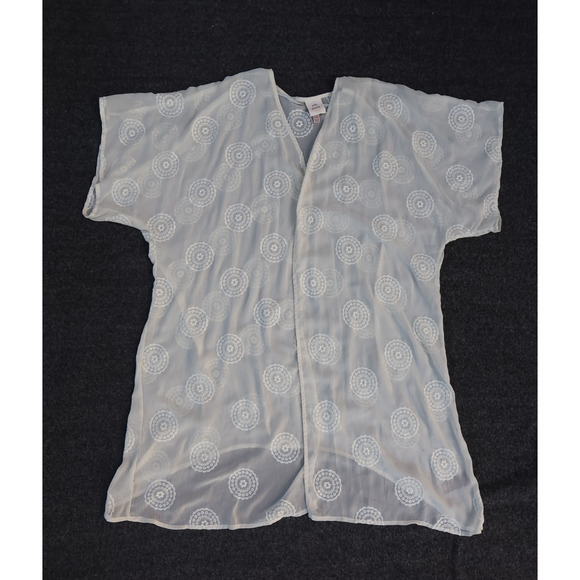 Knox Rose Women’s L/ XL Lace Kimono High-Low Ivory Angelcore Sheer Lagenlook EUC - Picture 1 of 16